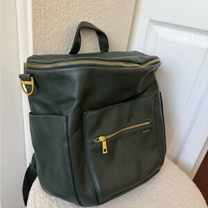 Fawn Design Dark Green Baby Bag with Gold Accents
